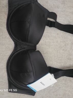 DKNY Black Satin Statement Bra - Smooth Underwire Design